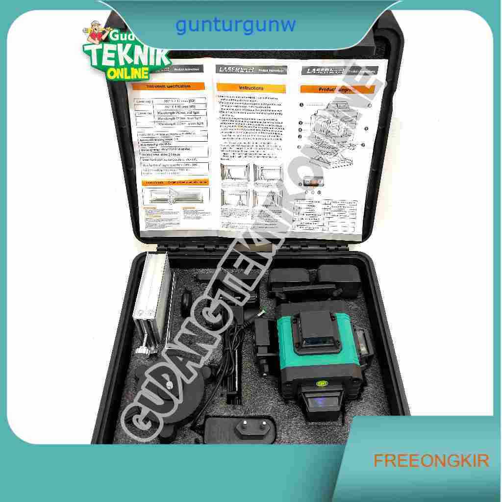 (WIPRO ZL360) Waterpass Laser 4 Line 4D 360 Derajat ZL-360 WIPRO / Water Pass Waterpas Baterai Cordl