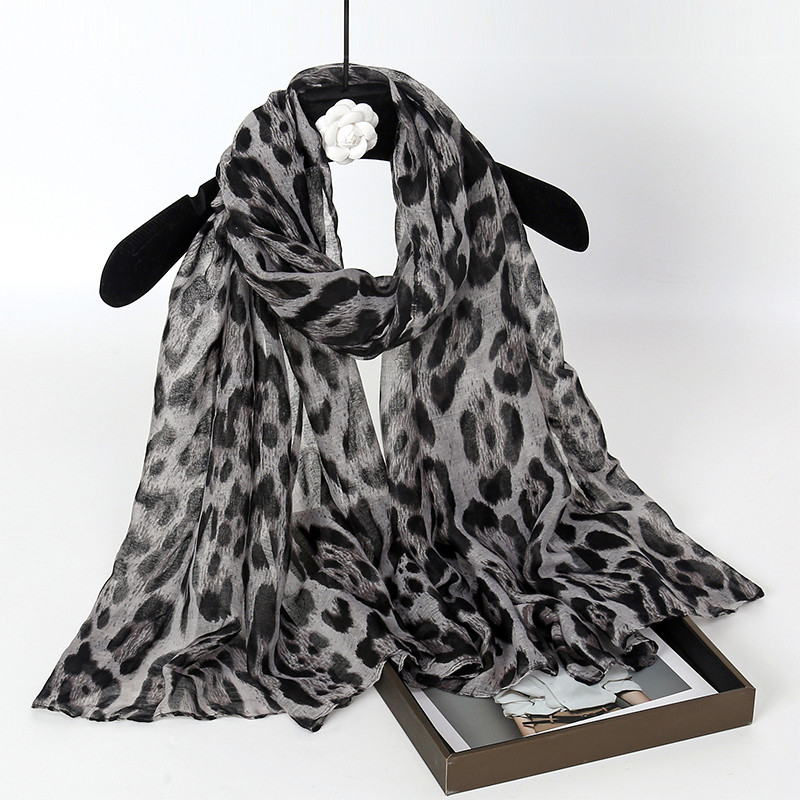 Fashion Leopard Print Hijabs for Women Long Bali rn Printed Scarf Muslim Turban Turbans for Women Sh