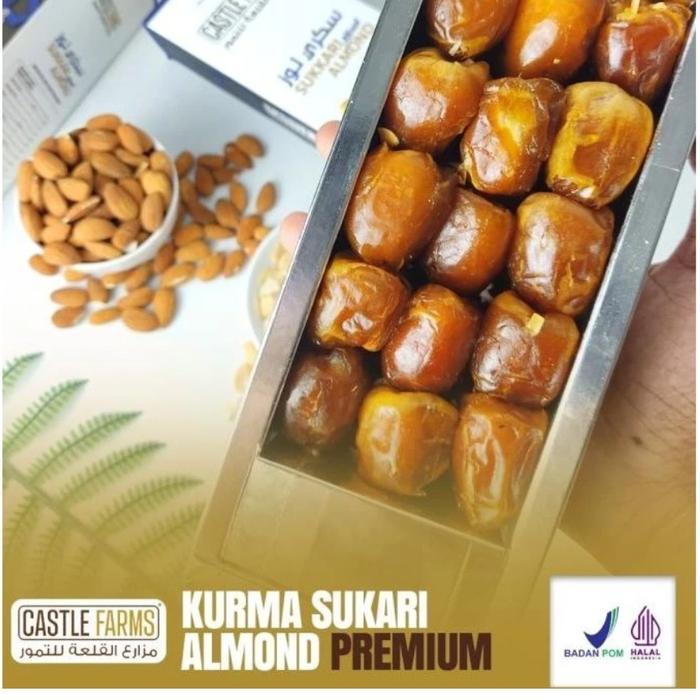 Kurma Sukari Almond Premium 500 gram Castle Farm
