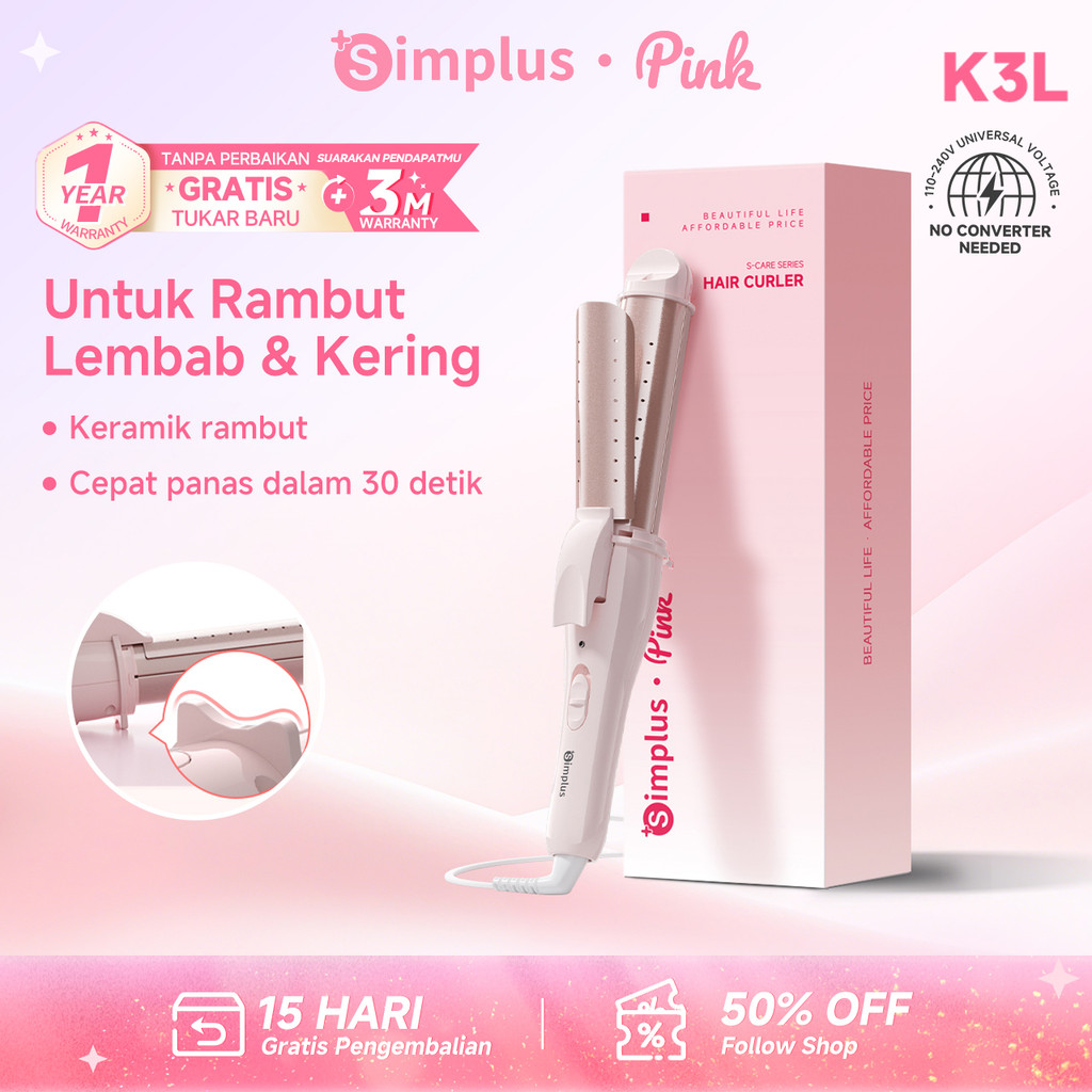 SimplusPink 30MM Catokan Rambut 2in1 Sagitarius Hair Styler catokan curly Styler catokan