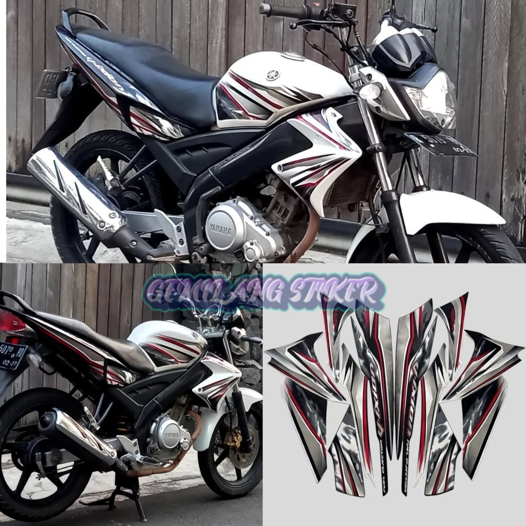 Striping Decal Polet Sticker yamaha vixion 2012 old hitam putih list body standar