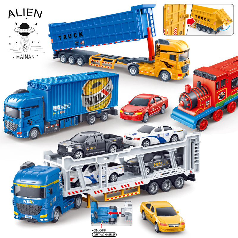 Mobil Mobilan Truk Besar Mainan Truck Truk Pengangkut Mobil Full Set Isi 5 Pcs Warna Warni  ( Mainan