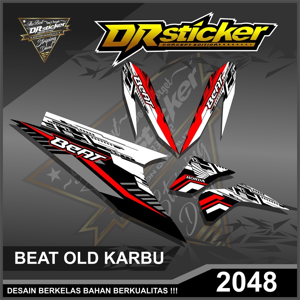 2048 Striping VAriasi Beat Old Karbu Semifull Kanan kiri - Sticker Variasi Beat Karbu Racing