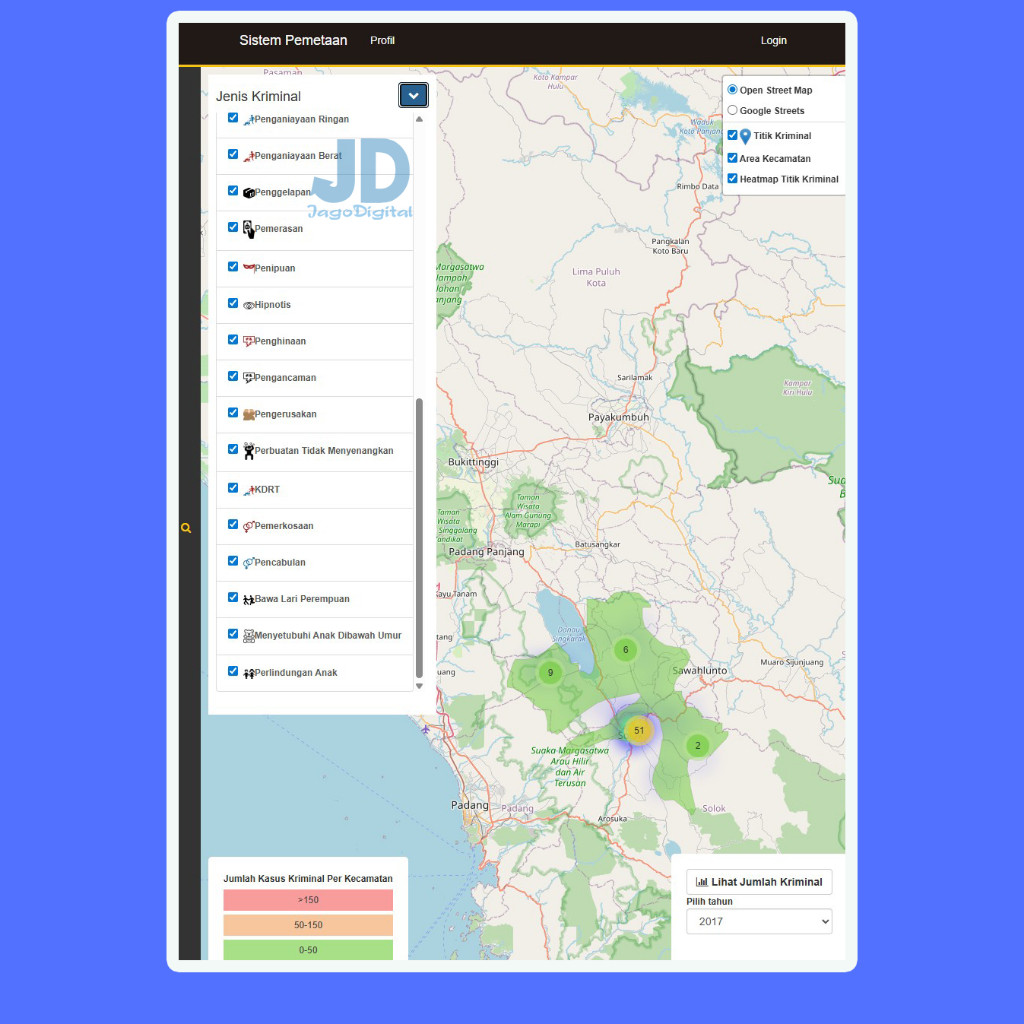Aplikasi Sistem Informasi Geografis ( GIS ) pemetaan kasus berbasis web