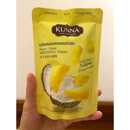 Snack Kunna Durian Freeze Dried Thailand Kemasan Isi 16 Gram Cemilan Makanan Kering Buah Durian