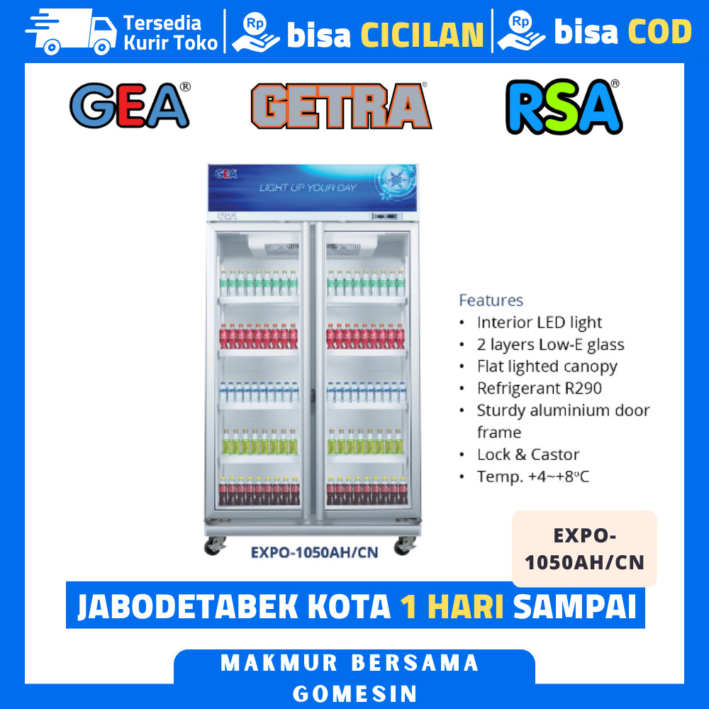 Showcase Cooler GEA EXPO-1050AH Kulkas Minuman 2 Pintu Original