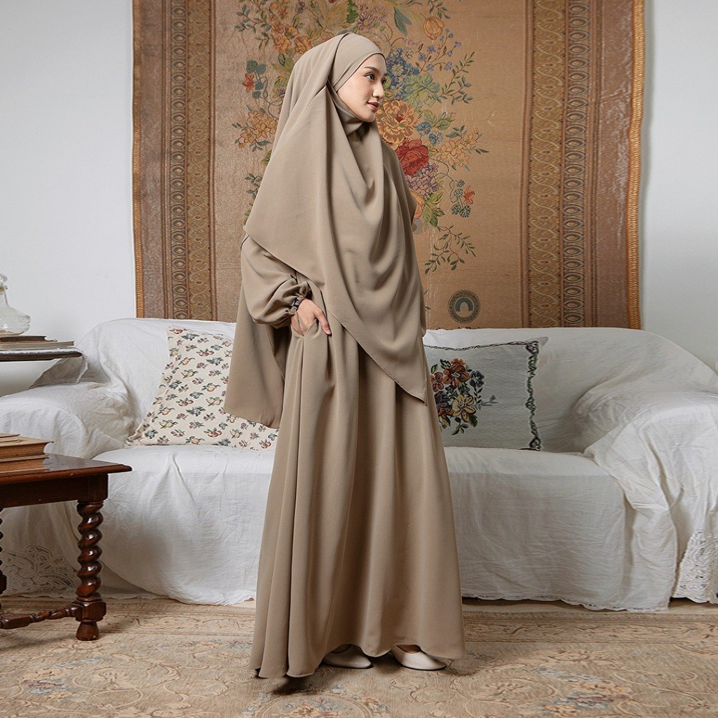 Lozy Hijab - Fatima Abaya Set (Abaya Gamis Set French Khimar Haji dan Umrah Bahan Safa Anti UV)