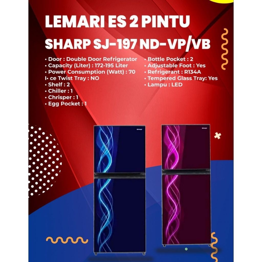 LEMARI ES 2 PINTU SHARP SJ-197 ND