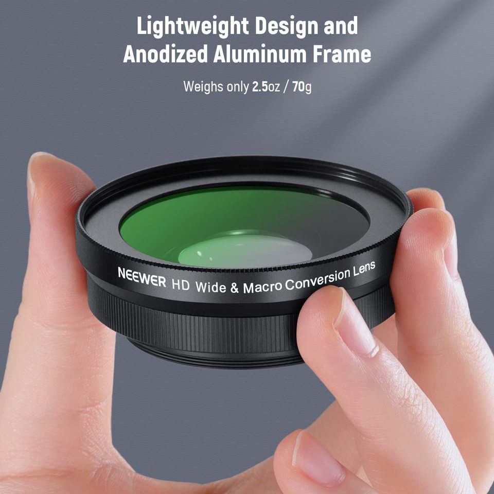 NEEWER 40.5mm HD Wide Angle Lens For Sony ZV-1F ZV-E10 A5000 A6000,2 in 1 18mm Wide Angle & 10x Macr