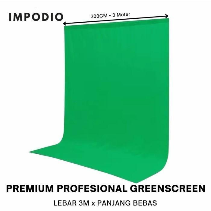 Greenscreen kain hijau IMPODIO Profesional studio Grade - Lebar 3m - 3m x 6m