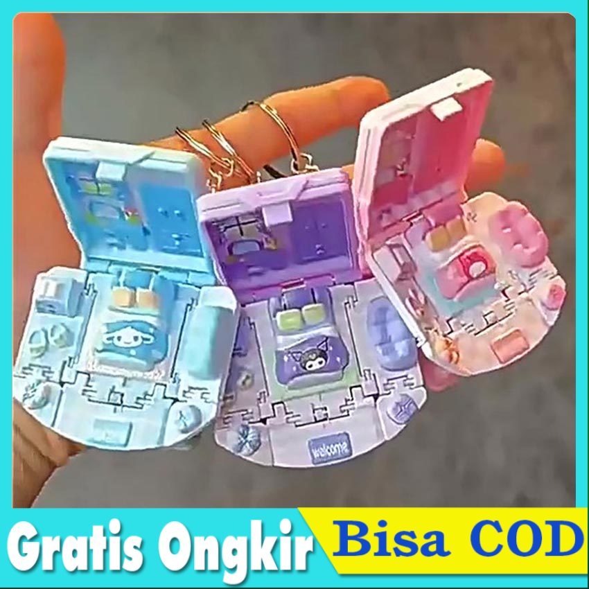Gantungan Kunci Lipat 3D Pop Up Book Keychain Sanrio Mainan Dekompresi Kreatif Gantungan Tas Sekolah