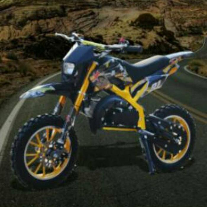 Motor Mini Trail Mt2A 50 Cc  Mesin 2Tak- Mainan Cross Anak Gercep - kuning