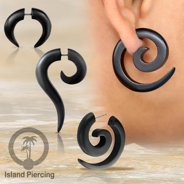Fake wood piercing, Tindik palsu, Model Kayu sederhana yang datar warna Hitam