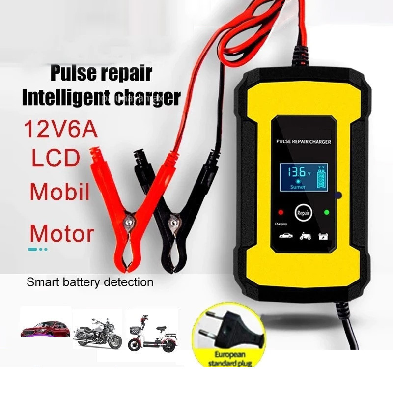 Charger Aki Motor 12V 6A LED Intelejen Charger Battery Charger Aki Mobil  Charger Aki 12V 6A Otomati