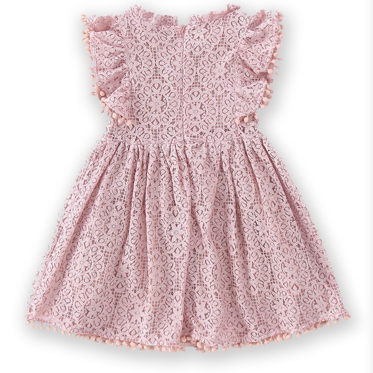 Gaun Anak Perempuan Renda Lengan Terbang Rok Gaun Putri Anak Rok Anak