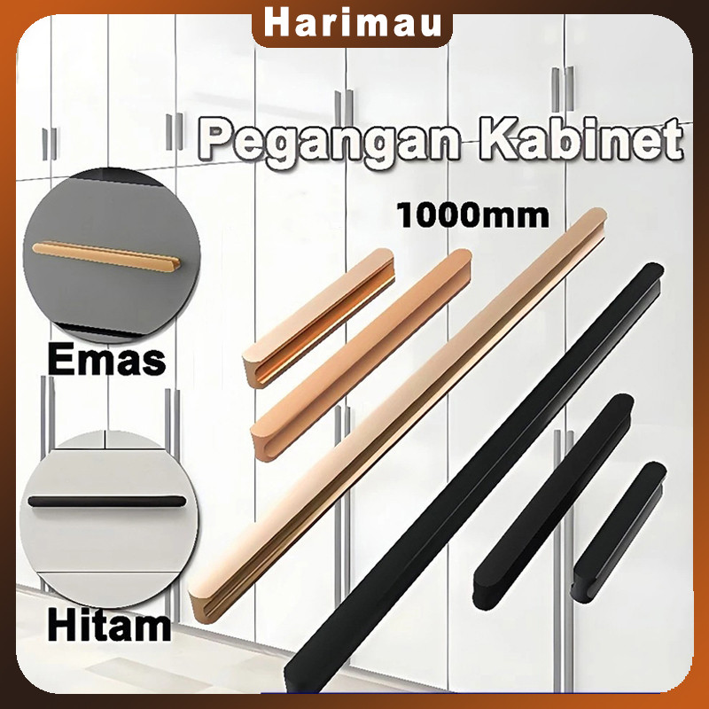 100cm Tarikan Lemari Dapur Handle Lemari Minimalis Gagang Pintu Lemari Tarikan Pintu Black  Gagang L