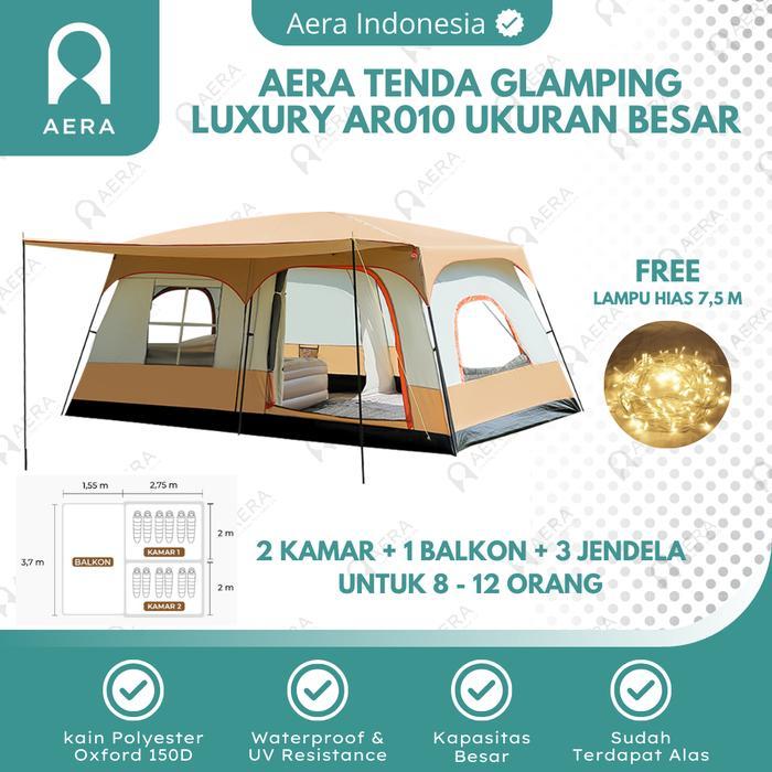 Tenda Glamping Luxury AR010 Waterproof 8 - 12 Orang | Tenda Camping Keluarga | Tenda Camping 10 Oran