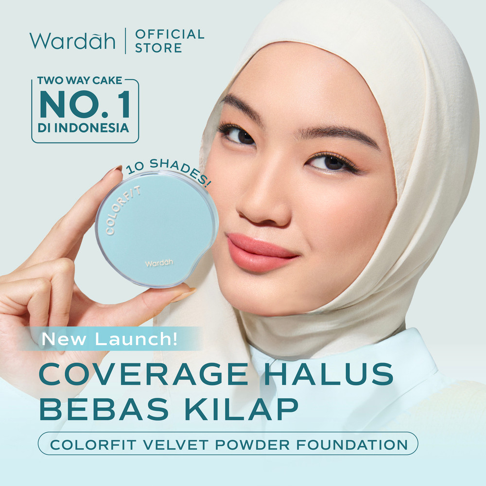 NEW WARDAH TWC Colorfit Velvet Powder Foundation 11 g - Two Way Cake No 1 di Indonesia, Medium-to-Hi