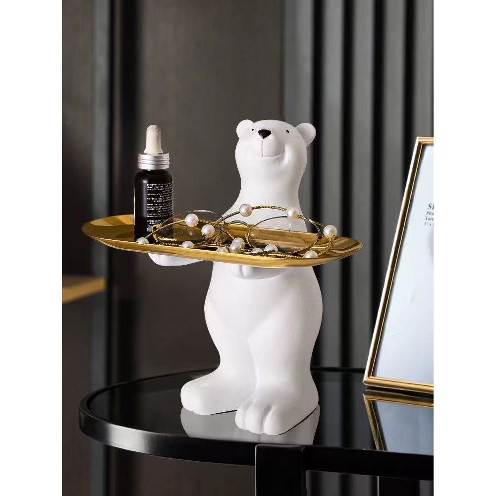 Miniso Polar Bear Candy Miscellaneous Storage Tray Cute Polar Bear Glasses Keychain Tray Home Deskto