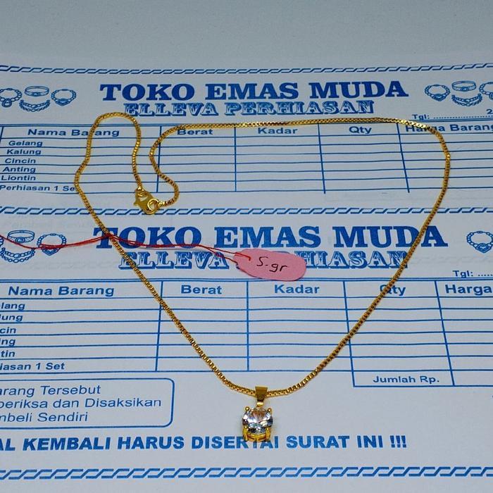 KALUNG ITALI FREE LIONTIN PERMATA PERHIASAN WANITA BERLAPIS EMAS MUDA TERMURAH
