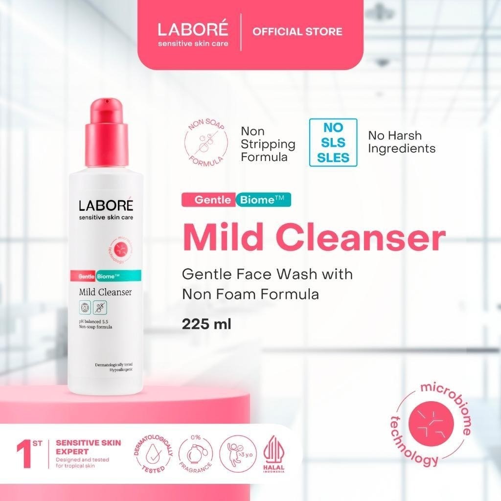 (ORIGINAL) LABORÉ Mild Cleanser 225ml | Sabun Pembersih Wajah Tanpa Busa & pH Seimbang