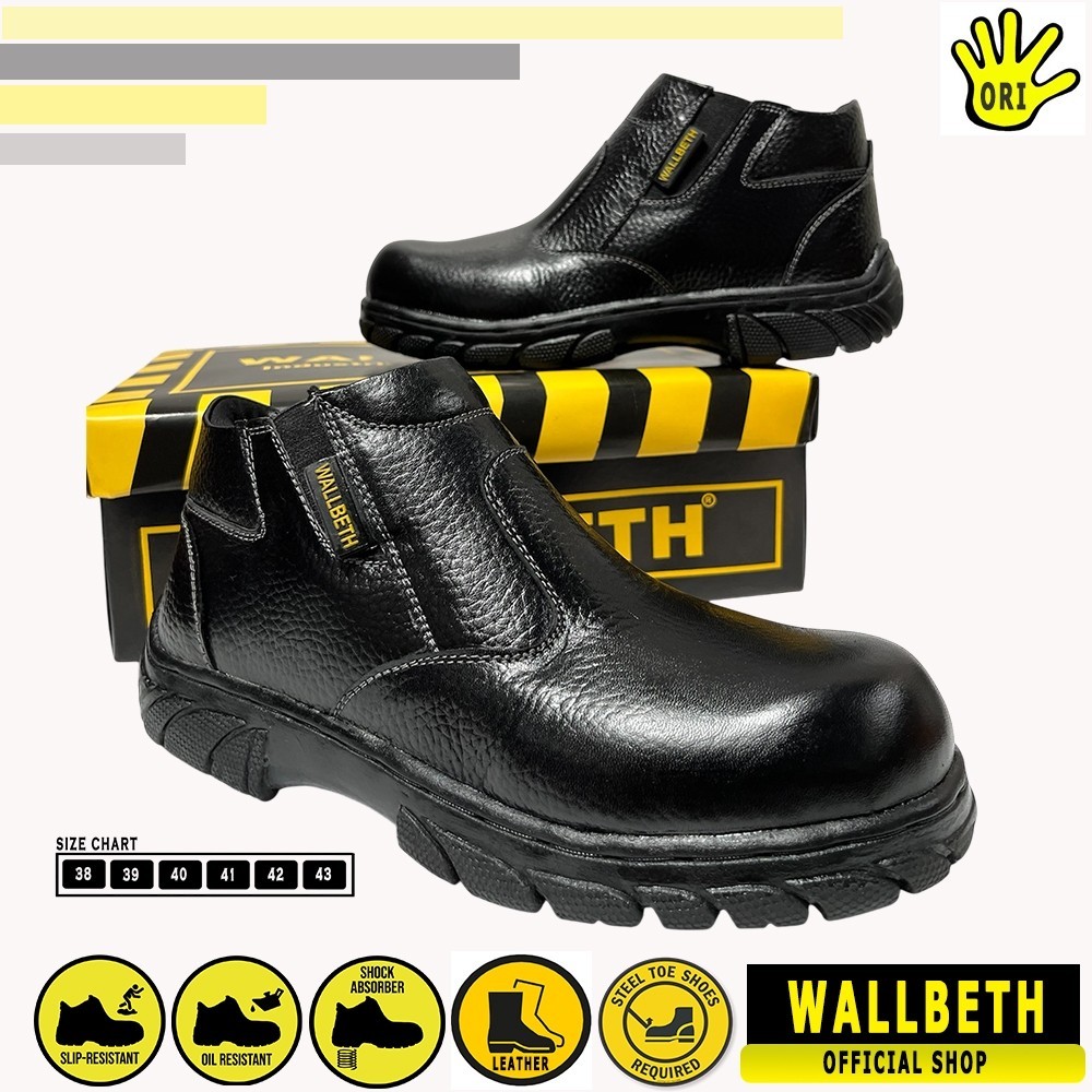 Sepatu Safety Boots Kulit Sapi King Wallbeth Original Proyek Tracking Best Seller