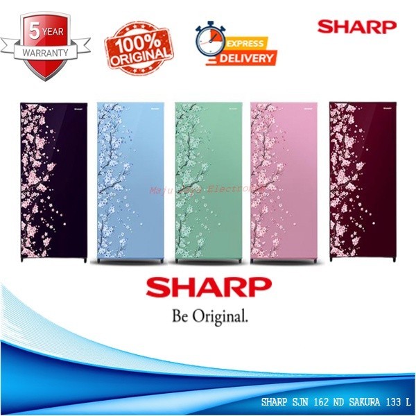 SS Kulkas 1 Pintu SHARP Sakura SJ-N 162D-VB/VR Low Watt Defrost 133 L JURAGAN