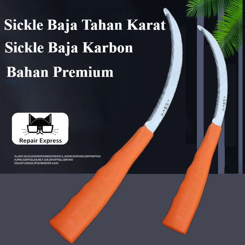 Sabit Baja Tahan Karat/Baja Karbon, Sabit Pemotong Rumput, Sabit Bergerigi Pertanian, Sabit Kecil Be