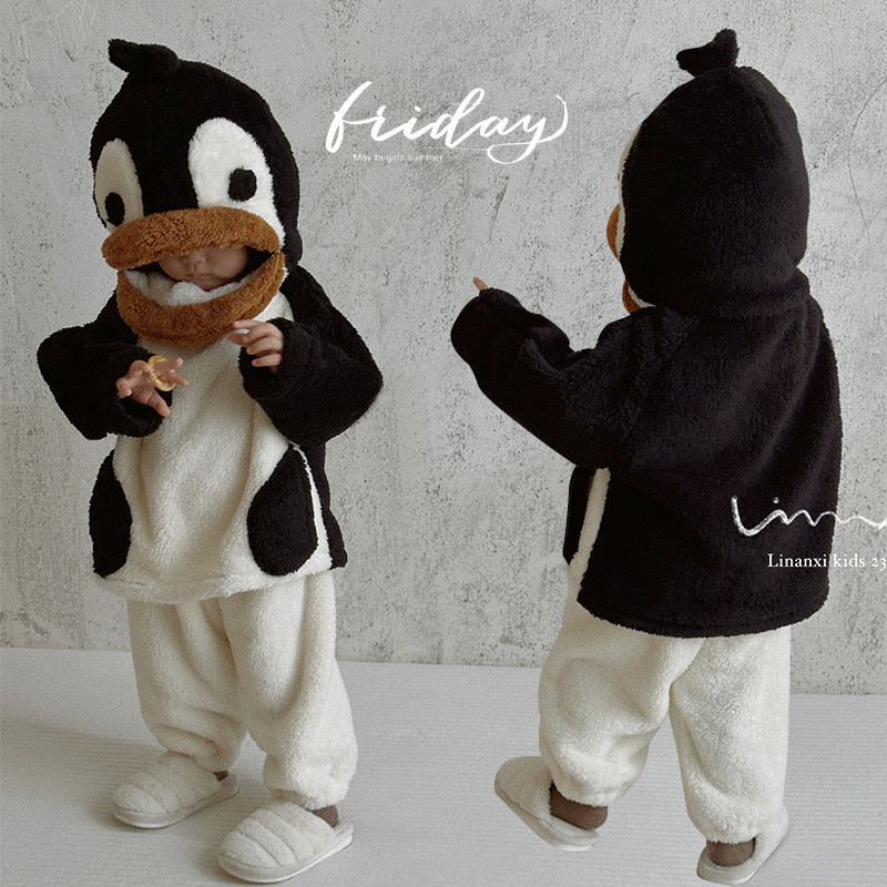Slim Lift -Set Pakaian Santai Bayi Boneka Penguin Musim Gugur/Musim Dingin Terbaru Untuk Anak-Anak