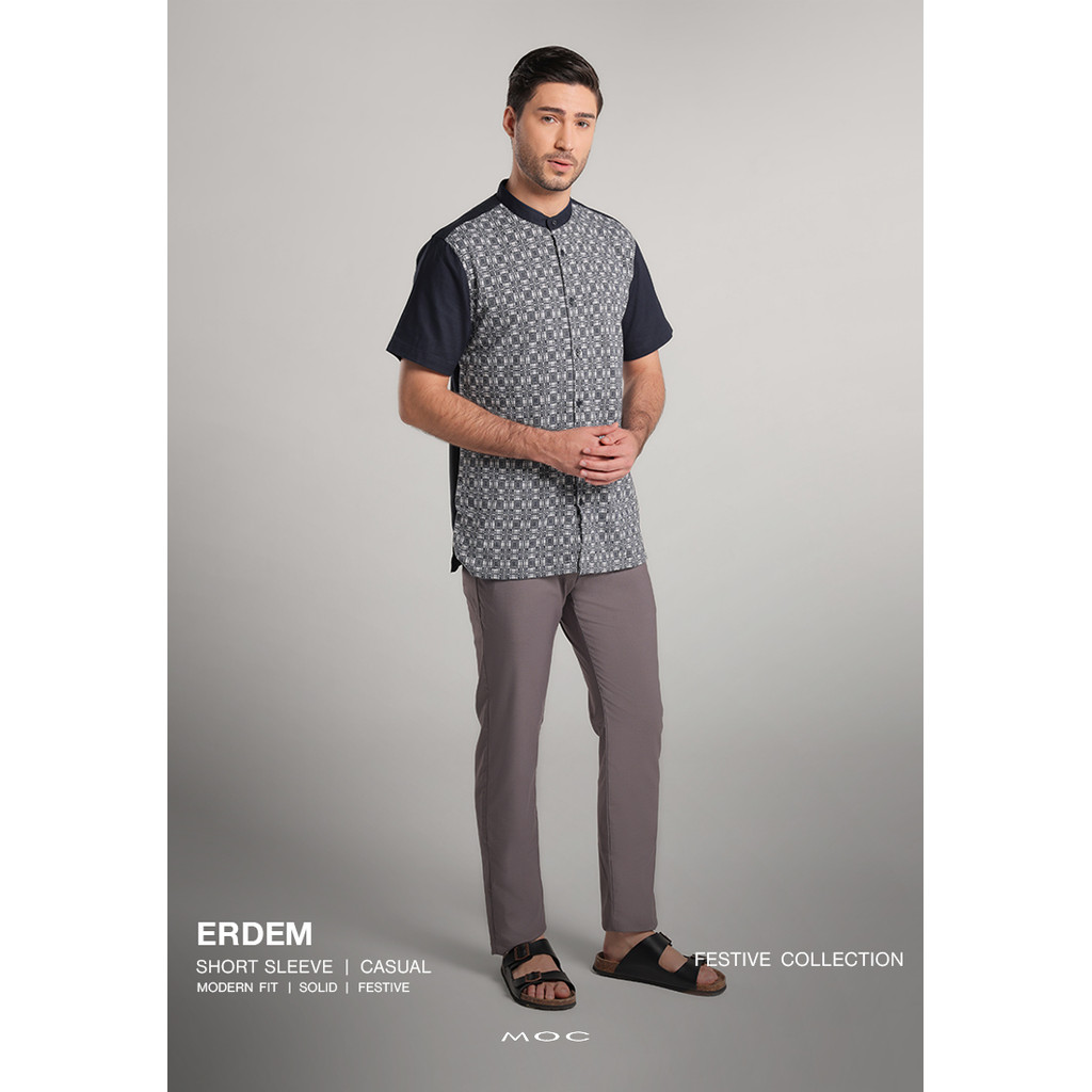 MOC - Kemeja Shanghai Lengan Pendek Pria Erdem - Navy