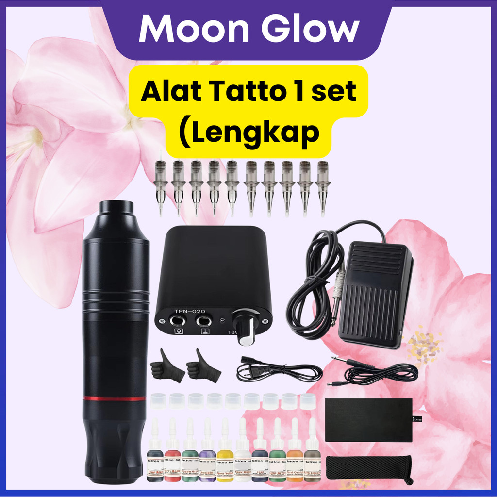 Moon Glow [ GARANSI 1 TAHUN ] ORI/COD Set pena tato/set lengkap alat tato Mesin Tattoo Pen Full Tatt