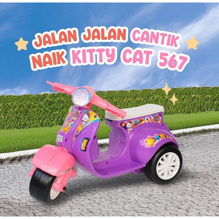 KITTY CAT 567 Mainan Motor Vespa Cilik / Vespa Dorong Mini Roda 3 Tiga - Biru Muda