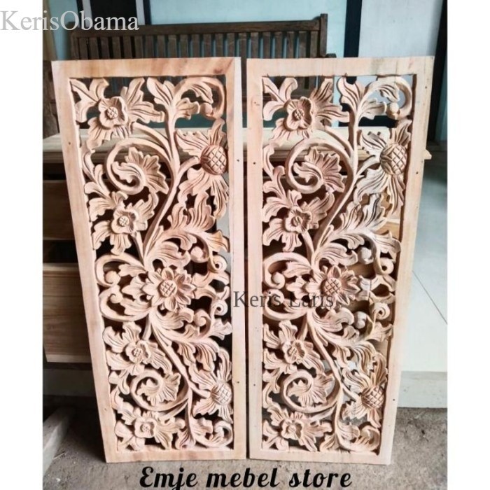 Hiasan Dinding Ukir Kayu Mahoni Ukiran Tempel Gebyok murah KL2