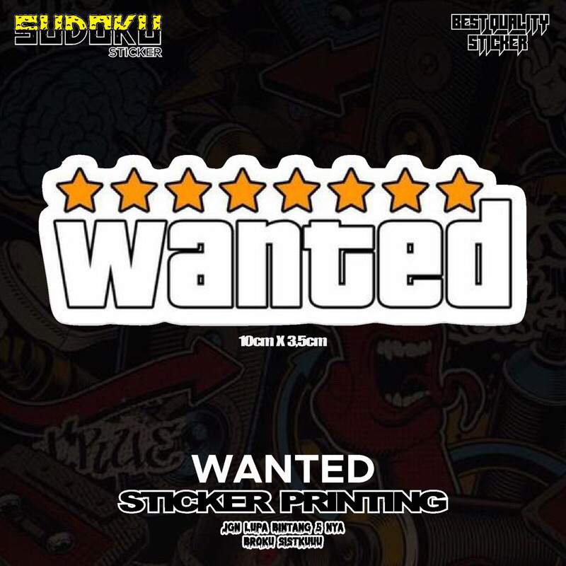 STIKER STIKER PRINTING GTA WANTED GAME|STICKER KACA|STICKER CASH|STICKER VIRAL