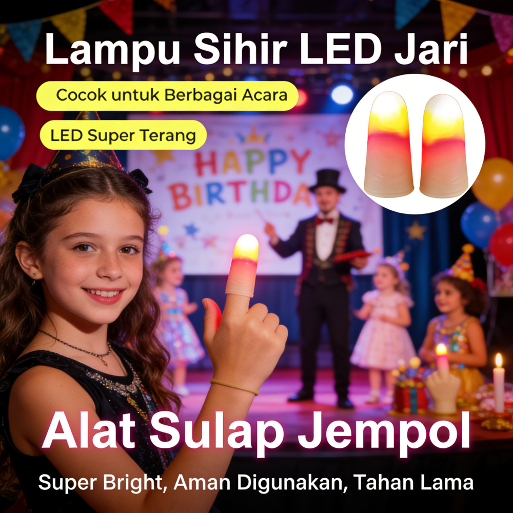 Sulap Menyala Alat Untuk Pertunjukan Alat Sulap Jempol 2pcs Lampu Jari Jari
