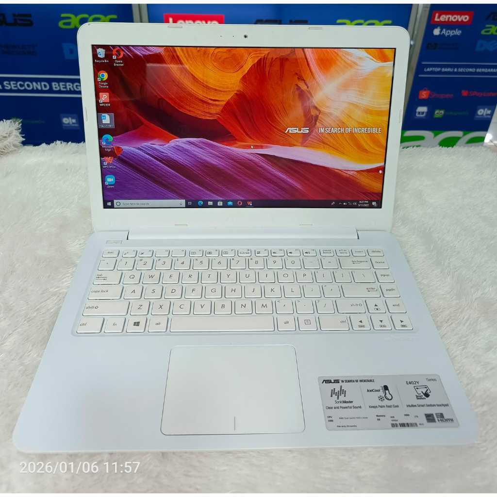 LAPTOP ASUS E402Y AMD E2 7015 RAM 4GB SSD 128GB HDD 1TB WINDOWS 10 MULUS SIAP PAKAI