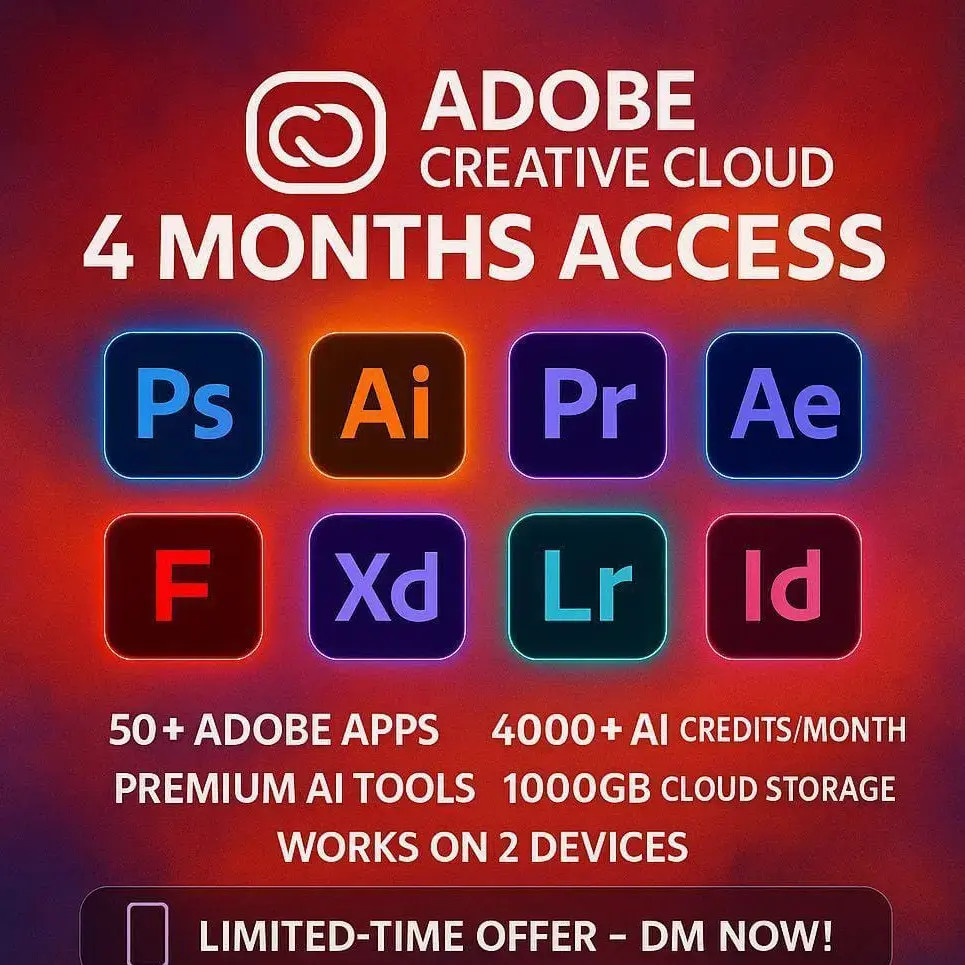 Adobe Creative Cloud Pro All Apps | Generative AI Firefly | Langganan Resmi & Bergaransi | Photoshop