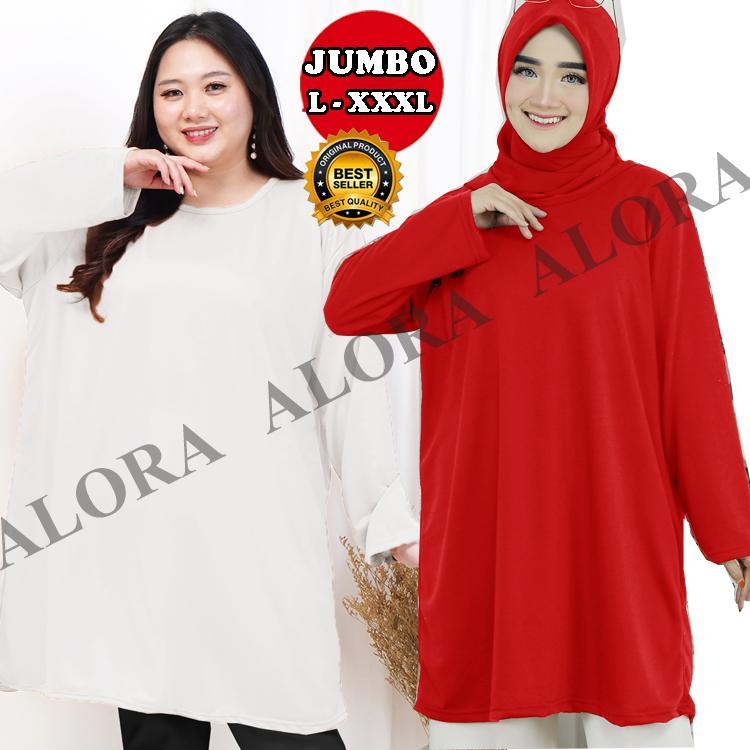 TUNIK KAOS JUMBO POLOS - TUNIK KAOS WANITA  POLOS LD 120 cm - LD 130 cm - LD 140 cm