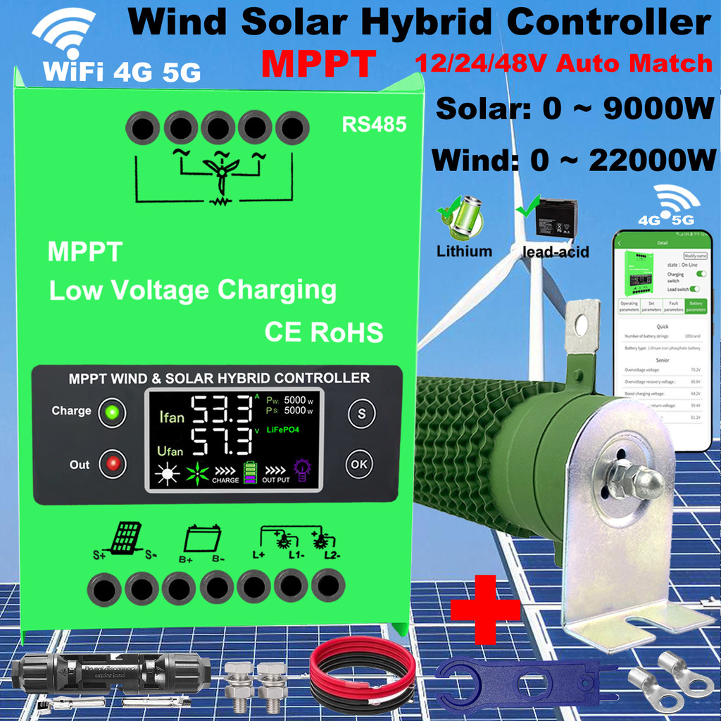 5000W Hybrid Wind Solar Charge Booster Controller Real MPPT Board With Wifi Monitor Solar Panel Regu