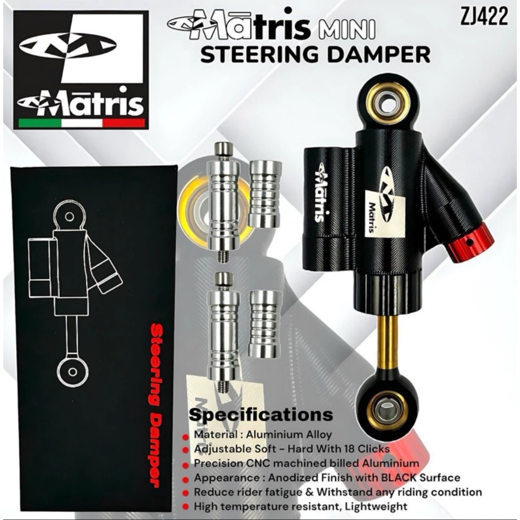 Stabilizer Steering Dumper Matris Mini / Cebol Model WP Plus Boshing Untuk Bebek & Matic Pemasangan 