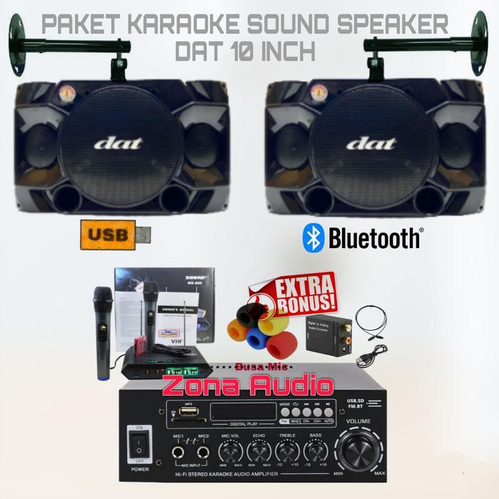 PAKET KARAOKE SOUND RUMAHAN SPEAKER DAT 10 INCH AMPLIFIER USB BLUETOOTH MIC WIRELESS