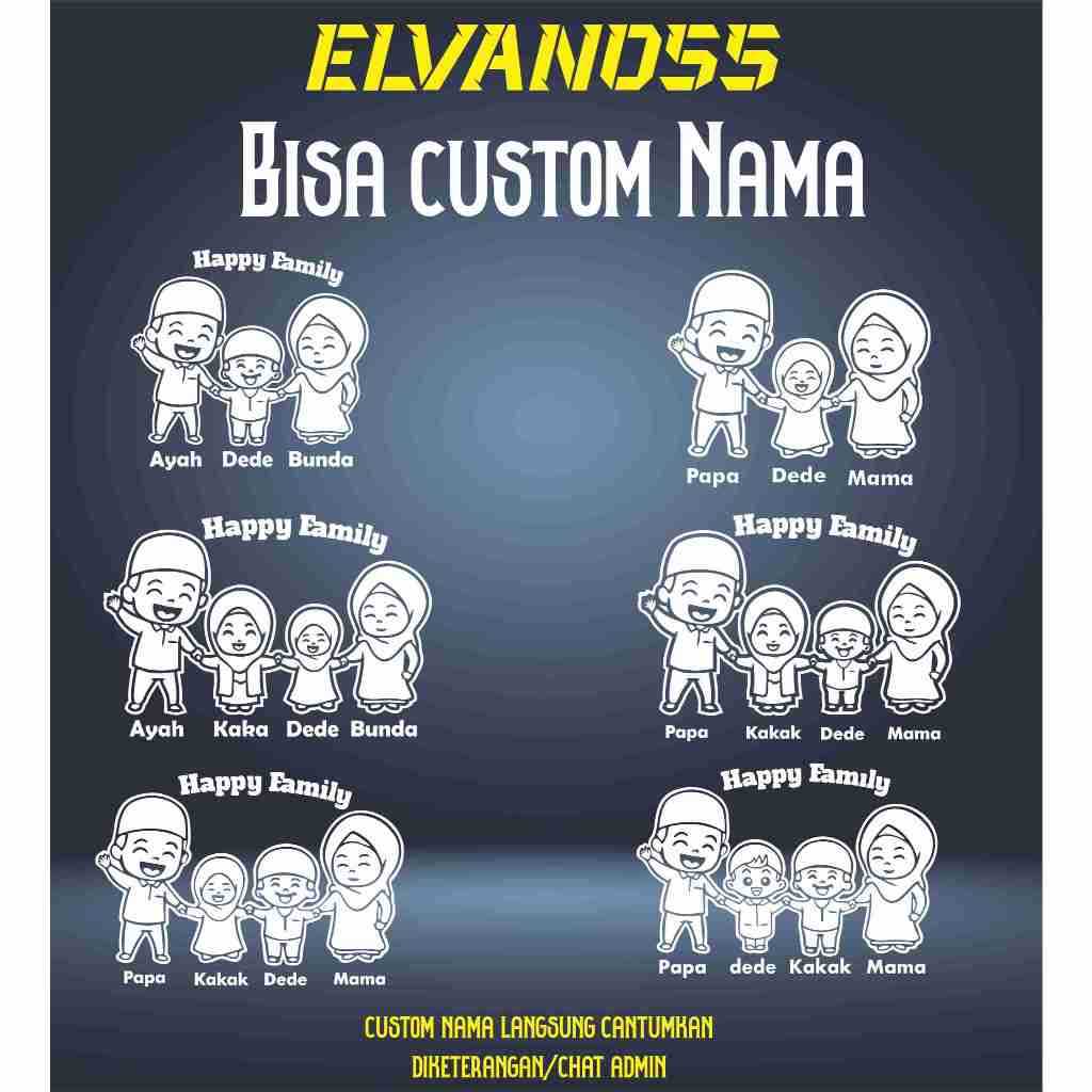 Sticker Mobil Custom Nama Keren Stiker Kaca Mobil Happy Family Muslim Family