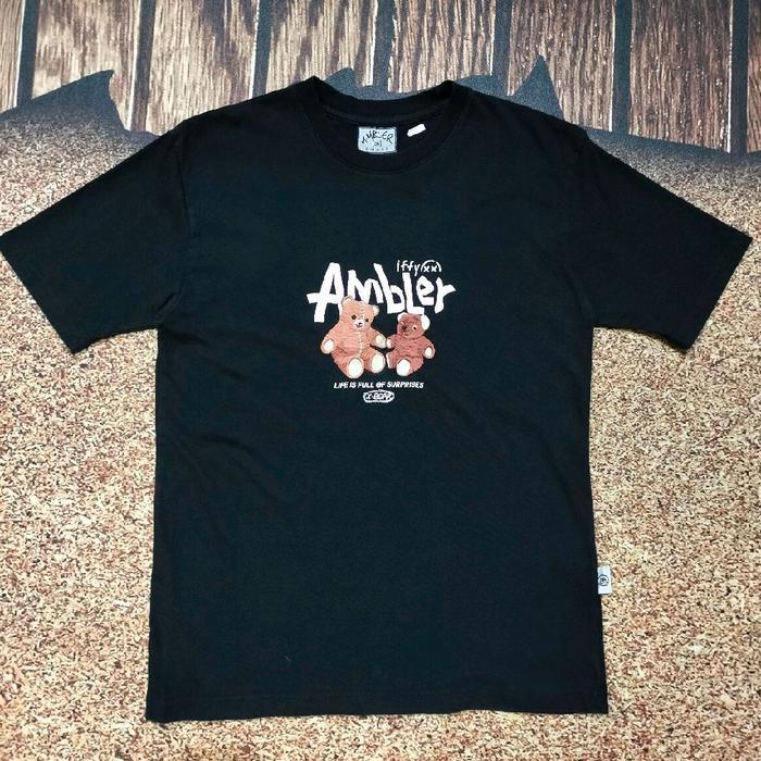 kaos pendek hitam AMBLER baju pria tshirt big loho depan art casuak murah bagus size M