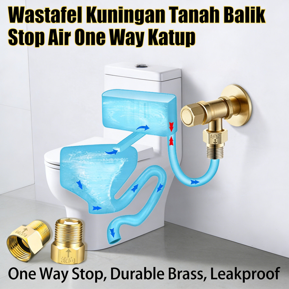 Check Tanpa Stop Flow Valve Air Kuningan Wastafel Satu Katup Arah