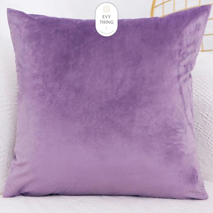 EvyThing Sarung Bantal Sofa Bludru Velvet Mewah  IMPOR 40x40CM - Ungu Muda, 40x40