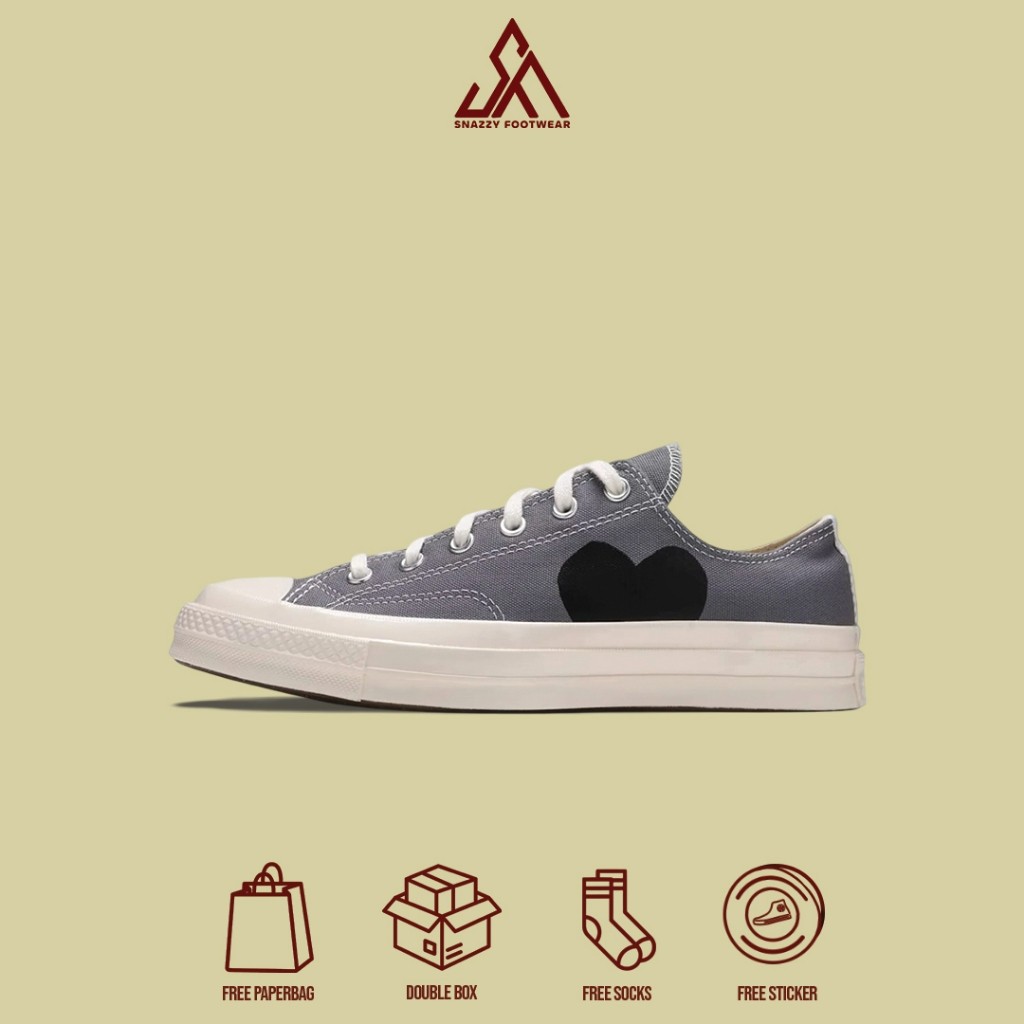 Sepatu Sneakers Converse 70s CTAS LOW x CDG PLAY Steel Grey 100% Original Unisex