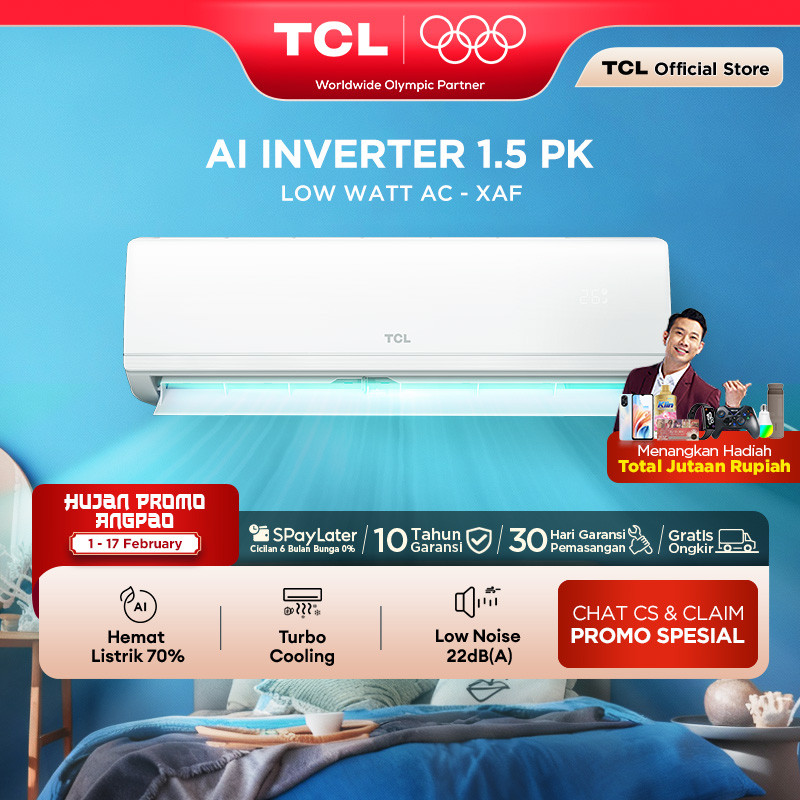 TCL AC Inverter 1.5PK - Tersedia Pemasangan - AI Tech Hemat Listrik 70% - Anti Bising - Cepat Dingin