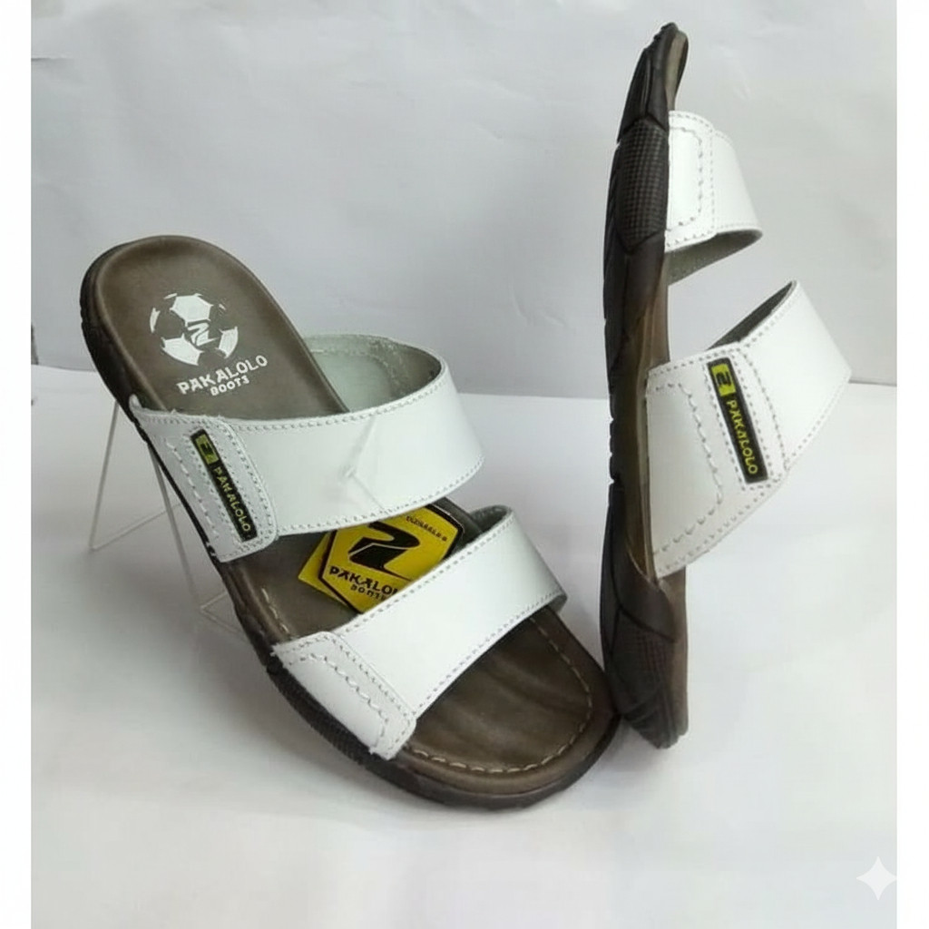 AIMAN STORE BERKAH Sandal Pria Pakalolo Boots Original N-2351 - Sandal Slop Ban 2 Casual - Putih