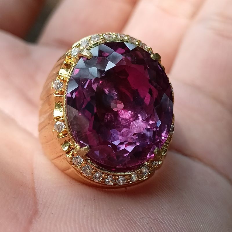 CINCIN BATU PERMATA ALEXANDRITE OVAL FULL CUTTING SUFER ASLI MEWAH