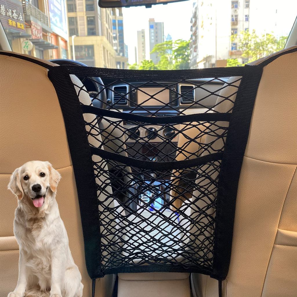 Car Storage Net Bag Between Seats Car vider Pet Barrier Stretable Elastic Mesh Bag Organizer Auto Ac